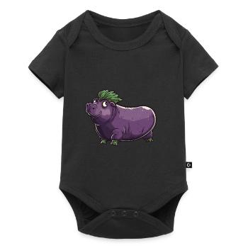 Hippopotame aubergine drôle de motif animal et végétal - Body à manches courtes Premium Bébé - noir - Devant