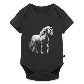 Cheval Gris Blanc - Body à manches courtes Premium Bébé - noir - Devant