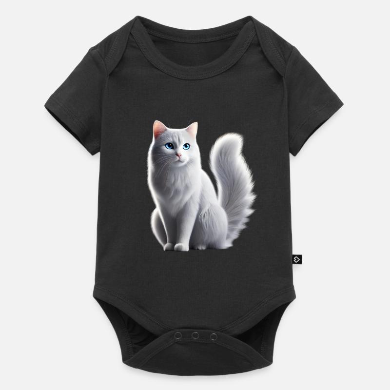 Chat Blanc Yeux Bleus - Body à manches courtes Premium Bébé - noir