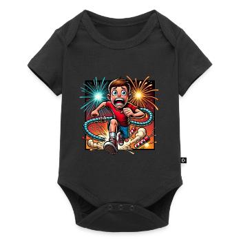 Funny Firework Escape Cartoon Design - Baby Premium short-sleeve bodysuit - black - Front