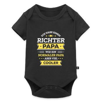 RICHTER PAPA COOL, GERECHT, STIL, JUSTIZ - Baby Premium Kurzarmbody - Schwarz - Vorne