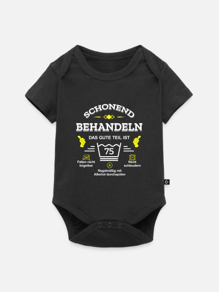 HANDLE MIT SORGFALT – 75 JAHRE PERFEKTION - Baby Premium Kurzarmbody - Schwarz