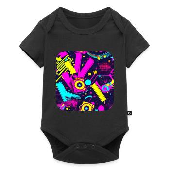 80er Neon Style Vintage Remix - Baby Premium Kurzarmbody - Schwarz - Vorne