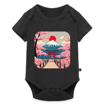Asie Cherry Blossom Temple Vacances - Body à manches courtes Premium Bébé - noir - Devant