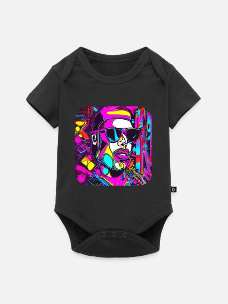 Neon Style UV Glow Party Trend - Baby Premium Kurzarmbody - Schwarz