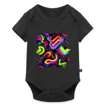 Neon Party Oldschool Color Glow UV - Baby Premium short-sleeve bodysuit - black - Front