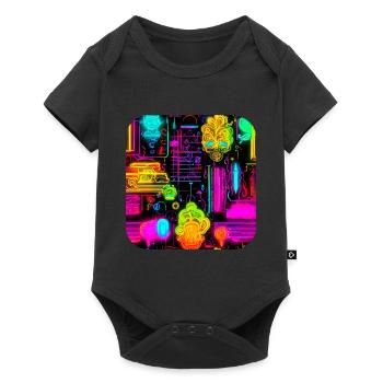 Neon Abstract Style Trend UV - Baby Premium short-sleeve bodysuit - black - Front