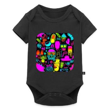 Neon Abstract Style Trend Glow Party - Baby Premium short-sleeve bodysuit - black - Front