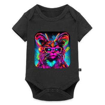 Neon Cyberglow UV Abstract Style - Baby Premium short-sleeve bodysuit - black - Front