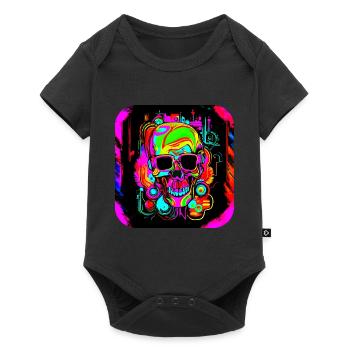 Neon Style Skull Neon Sign Glow - Baby Premium short-sleeve bodysuit - black - Front