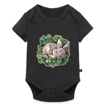 Sleeping bunny in clover Easter motif - Baby Premium short-sleeve bodysuit - black - Front