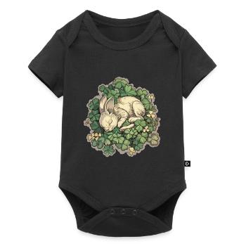 Sleeping bunny in clover Easter motif - Baby Premium short-sleeve bodysuit - black - Front