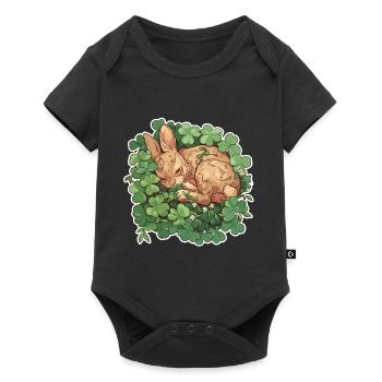 Sleeping bunny in clover Easter motif - Baby Premium short-sleeve bodysuit - black - Front