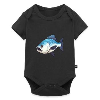 Halibut Fish Motif Perfect for Anglers - Baby Premium short-sleeve bodysuit - black - Front