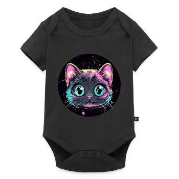 Neon Cat Pop Art - Baby Premium short-sleeve bodysuit - black - Front