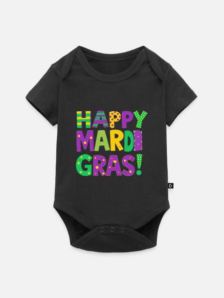 Happy Mardi Gras - Baby Premium Kurzarmbody - Schwarz