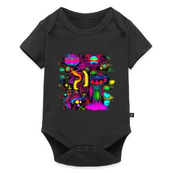 Neon Fluorescent UV Electro Music Party - Baby Premium short-sleeve bodysuit - black - Front