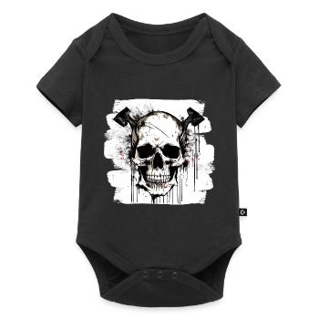 Skull Rocker Heavy Metal Tattoo - Baby Premium short-sleeve bodysuit - black - Front