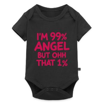 Engel Engelchen Prozent Spruch - Baby Premium Kurzarmbody - Schwarz - Vorne