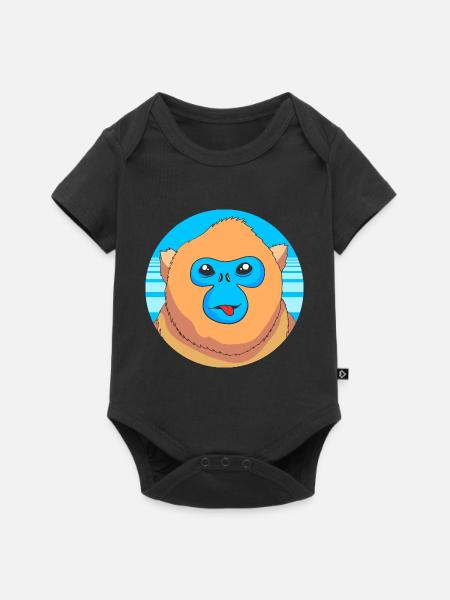 Stupsnasenaffe Affe Schimpanse - Baby Premium Kurzarmbody - Schwarz