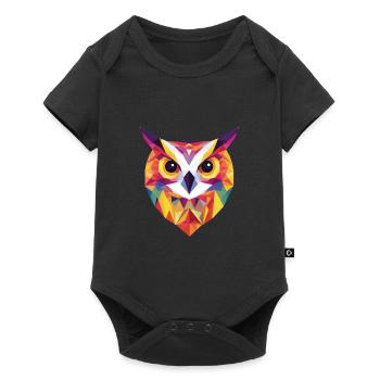 Low Poly Owl – modern design for the smart - Baby Premium short-sleeve bodysuit - black - Front