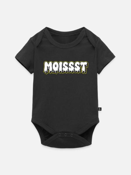 Moist Fat Font Wortzeichen - Baby Premium Kurzarmbody - Schwarz
