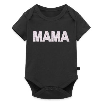 Mama Blüten Typografie - Baby Premium Kurzarmbody - Schwarz - Vorne