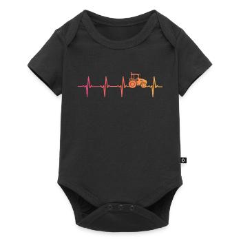 Traktor-Sonnenuntergangs-Herzschlag-Bauer - Baby Premium Kurzarmbody - Schwarz - Vorne
