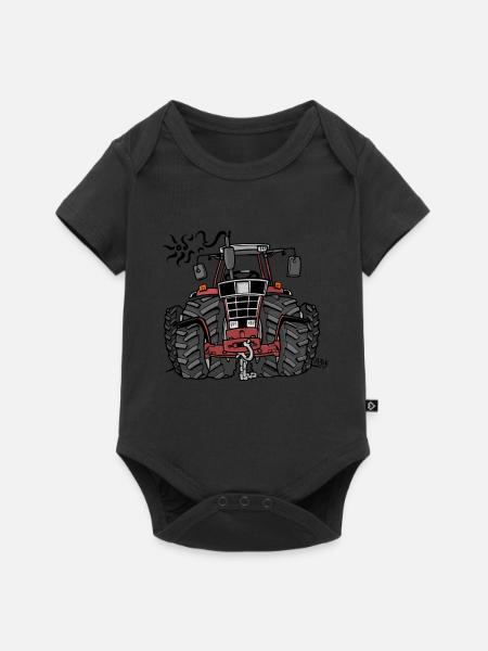 0097 Roter Traktor - Baby Premium Kurzarmbody - Schwarz