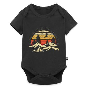 Camping sunset tents Mountains Wilderness - Baby Premium short-sleeve bodysuit - black - Front