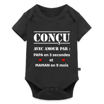 CONÇU AVEC AMOUR PAR PAPA ET MAMAN EN 9 MOIS - Body à manches courtes Premium Bébé - noir - Devant