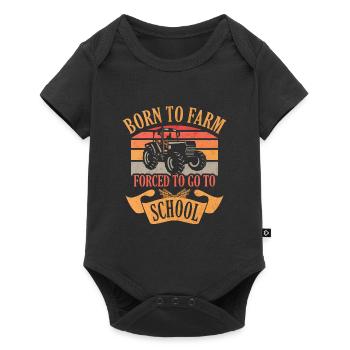 Born To Farm Gezwungen, zur Schule zu gehen Farmer Traktor - Baby Premium Kurzarmbody - Schwarz - Vorne