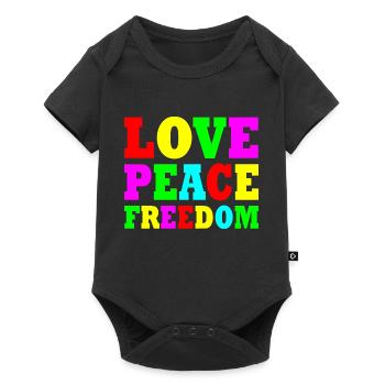 Love peace freedom - Body à manches courtes Premium Bébé - noir - Devant