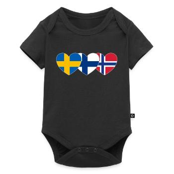 Suède Finlande Norvège Drapeau Cœur - Body à manches courtes Premium Bébé - noir - Devant