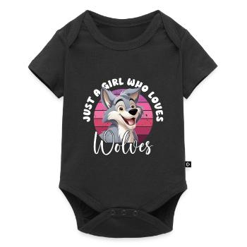 Wolf Just A Girl Who Loves Wolves Wolfskopf - Baby Premium Kurzarmbody - Schwarz - Vorne