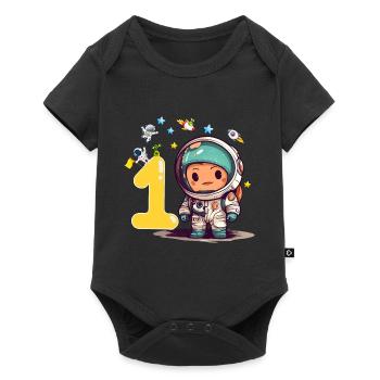 Petit astronaute 1er anniversaire - Body à manches courtes Premium Bébé - noir - Devant