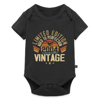 Jahrgang 2004 Retro 2004 Geburtstagsgeschenk - Baby Premium Kurzarmbody - Schwarz - Vorne