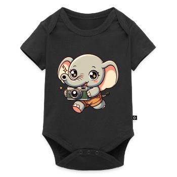 Elephant Photography Little Shutterbug Elephant - Baby Premium short-sleeve bodysuit - black - Front