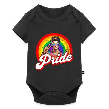 Pride Gay CSD Love LGBTQ Farben des Regenbogens - Baby Premium Kurzarmbody - Schwarz - Vorne