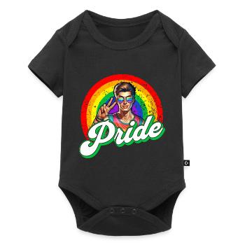 Pride Gay CSD Love LGBTQ Farben des Regenbogens - Baby Premium Kurzarmbody - Schwarz - Vorne