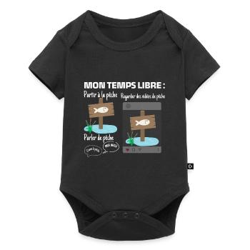 My free time: 100% fishing - Baby Premium short-sleeve bodysuit - black - Front