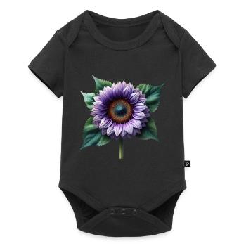 Sunflower violet floral tendril flower floral - Baby Premium short-sleeve bodysuit - black - Front