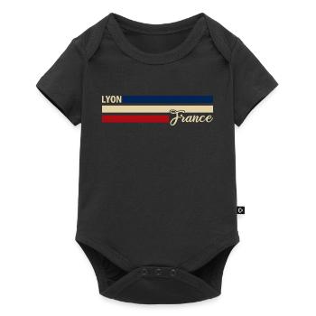 France - Lyon - Frankreich - Flagge - Streifen - Baby Premium Kurzarmbody - Schwarz - Vorne