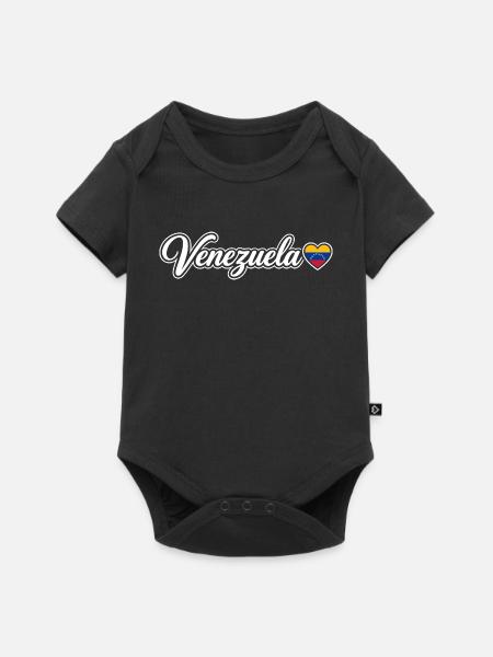 Venezuela-Skript mit Flagge Herz Liebe - Baby Premium Kurzarmbody - Schwarz