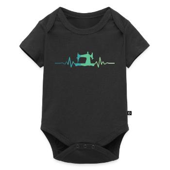 Nähmaschinen Herzschlag-Nähen - Baby Premium Kurzarmbody - Schwarz - Vorne
