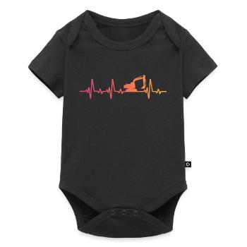 Sunset Heartbeat Baubagger - Baby Premium Kurzarmbody - Schwarz - Vorne