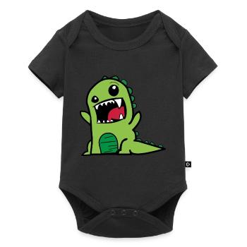 Dino Comic Cartoon - Baby Premium short-sleeve bodysuit - black - Front
