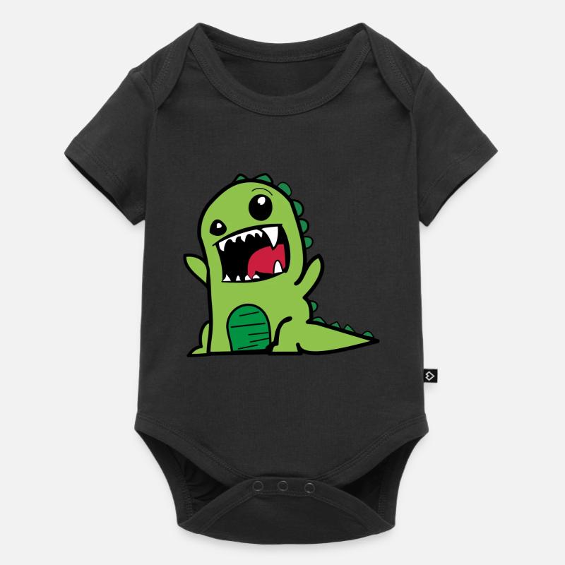 Dessin animé Dino - Body à manches courtes Premium Bébé - noir