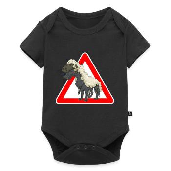 Wolf - Baby Premium Kurzarmbody - Schwarz - Vorne