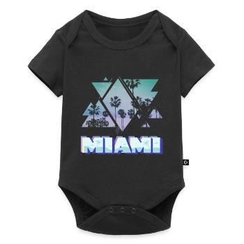 Miami Floride Summer Soleil Palmiers USA Amérique - Body à manches courtes Premium Bébé - noir - Devant